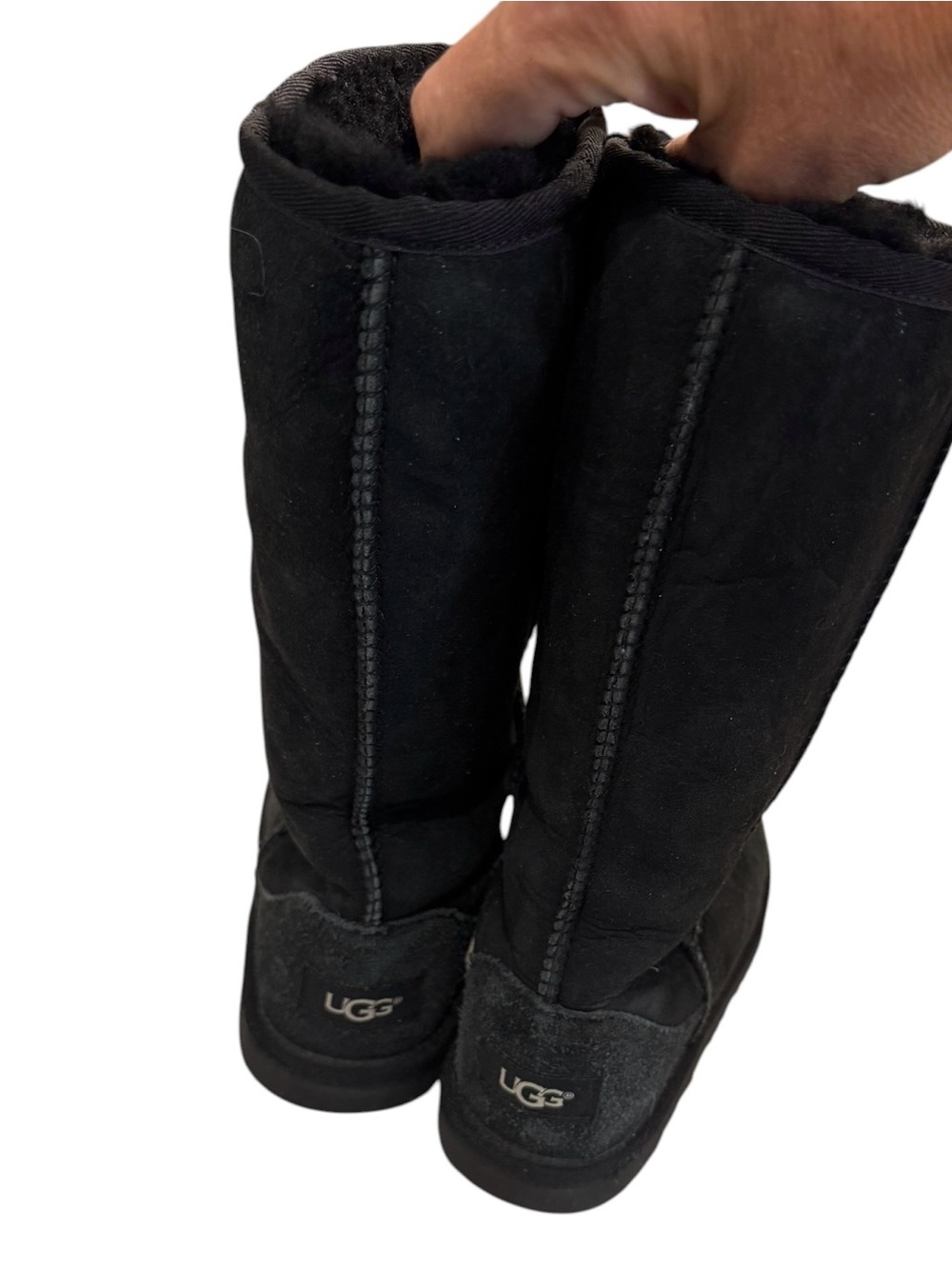 UGG Youth Girl’s Classic Tall Black Suede Boots Size 3 - Picture 2 of 6